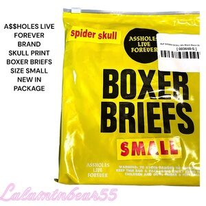 BRAND NEW IN PACKAGE A$$HOLES LIVE FOREVER MEN’S SPIDER SKULL PRINT BOXERS SZ SM